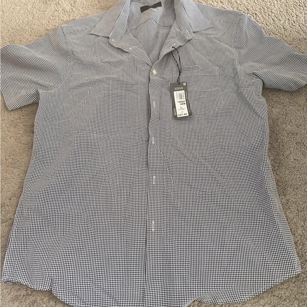 Men's Black and White Checkered Shirt